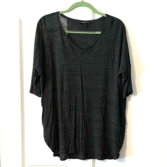 Eileen Fisher Top Gray Short Sleeve V-Neck Tee - Picture 1 of 8
